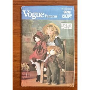 UNCUT Soft Sculpted Dolls & Clothing 22" Vogue Sewing Pattern 9699 Prairie Carr